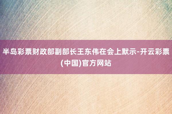 半岛彩票财政部副部长王东伟在会上默示-开云彩票(中国)官方网站