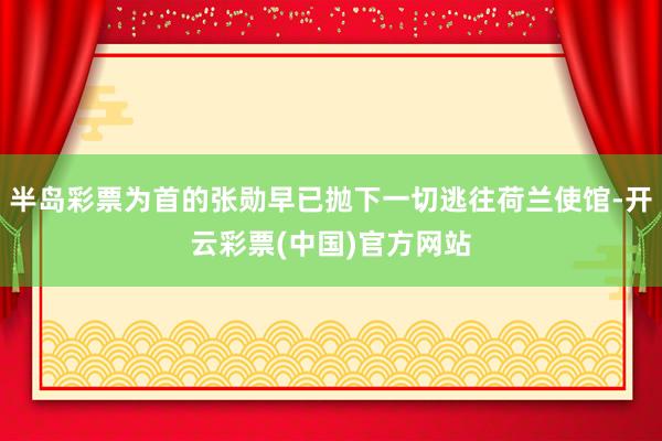 半岛彩票为首的张勋早已抛下一切逃往荷兰使馆-开云彩票(中国)官方网站