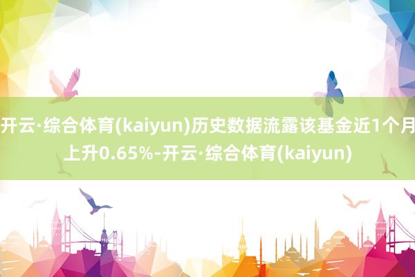 开云·综合体育(kaiyun)历史数据流露该基金近1个月上升0.65%-开云·综合体育(kaiyun)